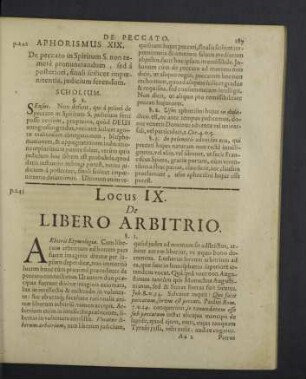 Locus IX. De libero arbitrio.