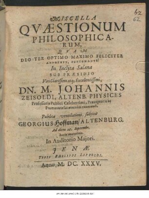 Miscella Quaestionum Philosophicarum