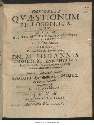 Miscella Quaestionum Philosophicarum