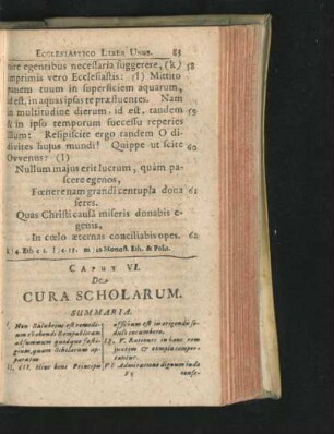 Caput VI. De Cura Scholarum.