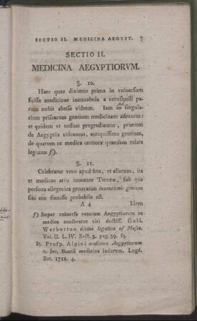 Sectio II. Medicina Aegyptiorum