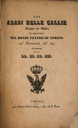 Gli Arabi nelle Gallie : Dramma per musica