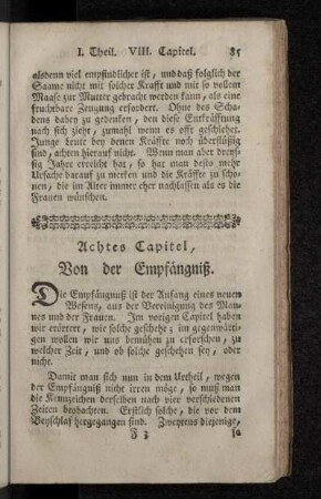 Achtes Capitel, Von der Empfängniß.
