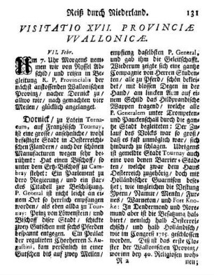 Visitatio XVII. Provinciæ Wallonicæ