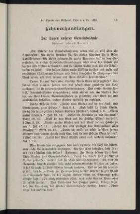 13-27, Der Segen unserer Gemeindeschule