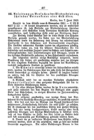 Anleitung zu Versuchen der Wiederbelebung scheinbar Ertrunkener oder Erstickter : [D. Allgemeine Angelegenheiten der Unterrichtsanstalten]