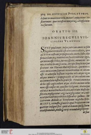 Oratio III: Ioannis Regvli Villingeri Vlmensis