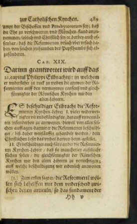 Cap. XIX. Darinn geantwortet wird auff das 21. capitul ...