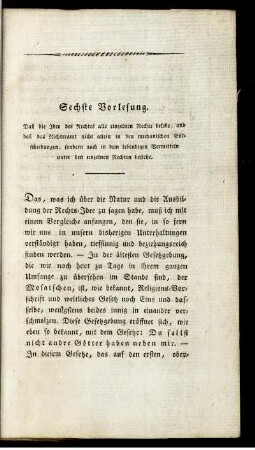 Sechste Vorlesung.