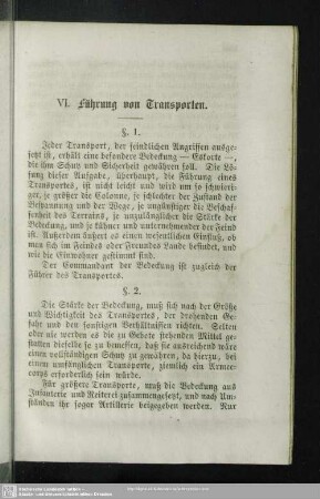 VI. Führung von Transporten