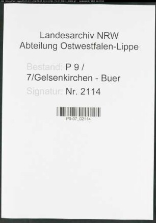 Sterberegister Standesamt Gelsenkirchen-Buer