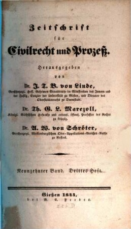 Zeitschrift für Civilrecht und Prozeß. 19. 1844