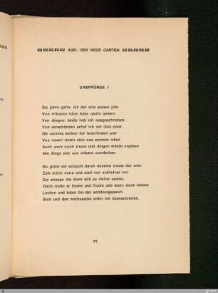 Albert Verwey: Aus: Der neue Garten