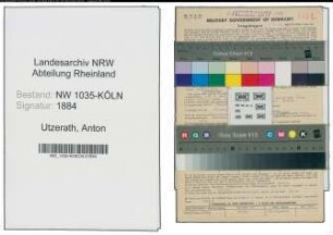 Entnazifizierung Anton Utzerath , geb. 15.07.1905 (Elektriker)