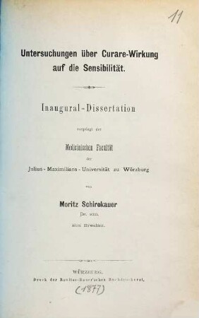 Untersuchungen über Curare-Wirkung auf die Sensibilität : Inaug.-Diss.
