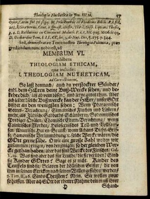 Membrum VI. exhibens Theologiam Ethicam, quae includit: ...