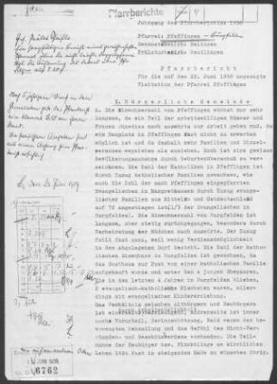 Pfeffingen-Burgfelden mit Margrethausen und Wannental: Pfarrbericht 1958