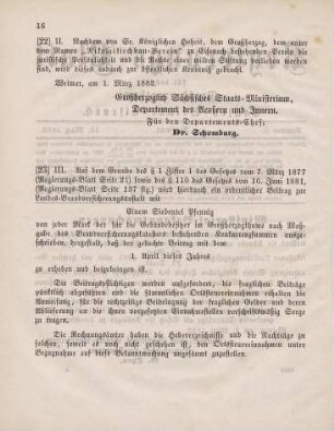 23. Ministerial-Bekanntmachung, das Ausschreiben eines ordentlichen Beitrags zur Landes-Brandversicherungsanstalt betreffend