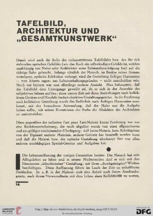 Tafelbild, Architektur und „Gesamtkunstwerk“