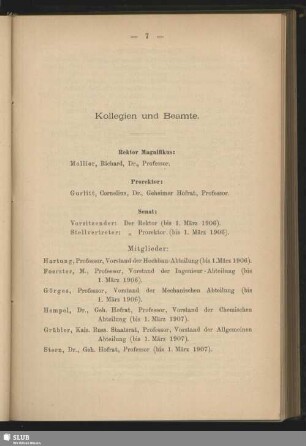 Kollegien und Beamte