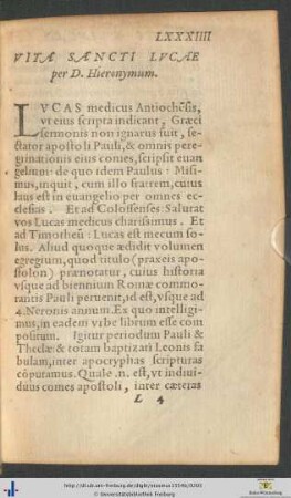 Vita Sancti Lucae per Dominum Hieronymum