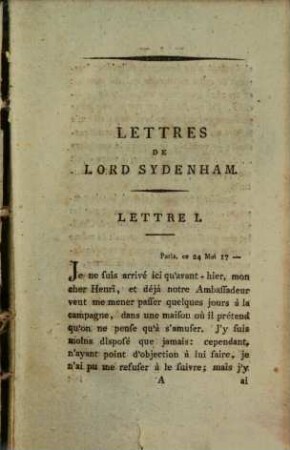 Adèle De Sénange Ou Lettres De Lord Sydenham : En Deux Volumes. 1