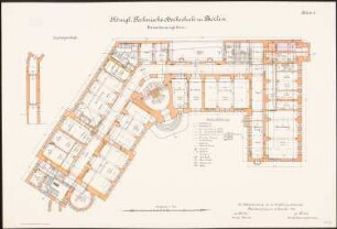 Technische Hochschule Berlin Erweiterungsbau, 1. Bauabschnitt: Grundriss (Sockelgeschoss) 1:100