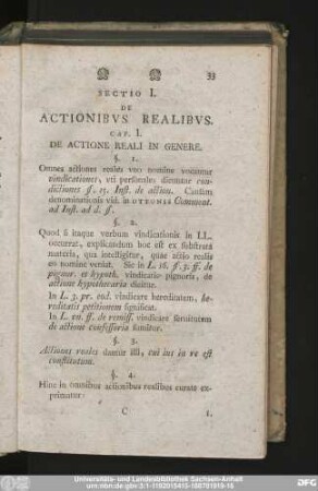 Sectio I. De Actionibus Realibus.