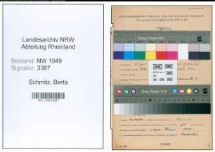 Entnazifizierung Berta Schmitz , geb. 15.04.1905 (Angestellter)