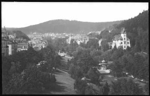 Marienbad. Ortsteil mit Villa "Luginsland" über den Stadtgarten