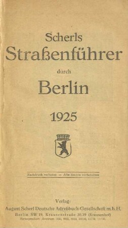 1925: Scherls Straßenführer durch Berlin