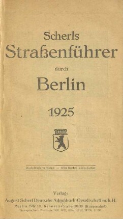 1925: Scherls Straßenführer durch Berlin