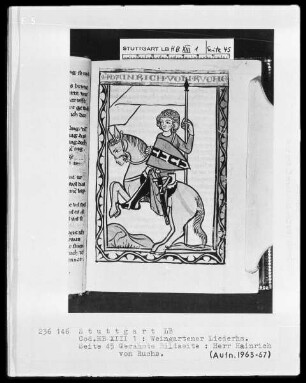 Weingartner Liederhandschrift — Herr Hainrich von Ruche, Folio 45recto