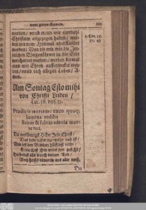 Am Sontag Esto mihi von Christi Leiden/ Luc. 18. vers. 31.