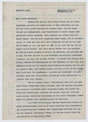 Brief von Eberhard Rogge an Vera Hausmann. Hannover