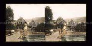 Brücke und Häuser von Jezero bei Jajce