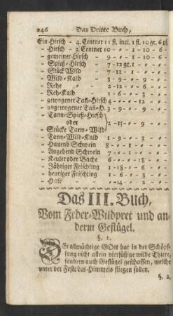 Das III. Buch, Vom Feder-Wildpret und anderm Geflügel.