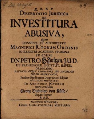 Dissertatio Juridica De Investitura Abusiva