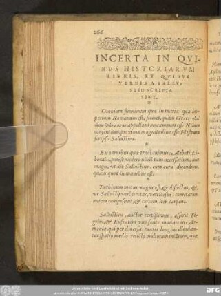 Incerta In Quibus Historiarum Libris, Et Quibus Verbis A Sallustio Scripta Sint.