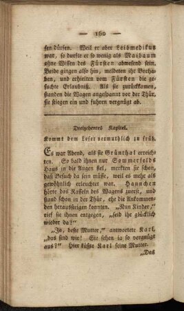 Dreizehentes Kapitel. Kommt dem Leser vermuthlich zu früh.