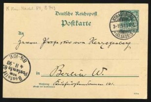 Postkarte an Heinrich von Herzogenberg : 02.11.1893