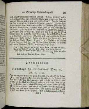 Evangelium am Sonntage Misericordias Domini. - Evangelium am Sonntage Jubilate.