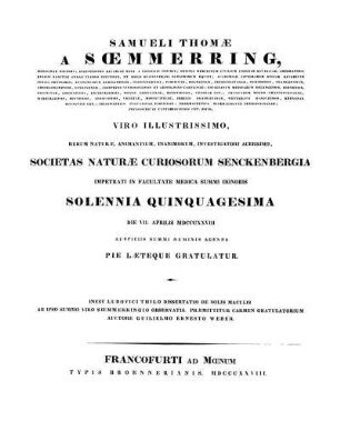 De tabulis iconographicis, quibus maculis solis mensibus anni 1826 6 posterioribus et anni 1827 6 prioribus a S. Th. Sömmering observatae adumbrantur