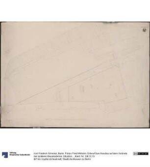 Berlin. Palais Prinz Wilhelm. Entwurf zum Neubau auf dem Gelände der späteren Bauakademie. Situationsplan