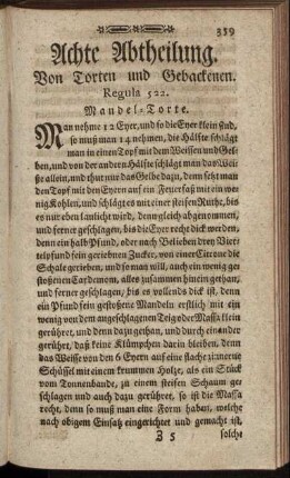 Achte Abtheilung. Von Torten und Gebackenen.