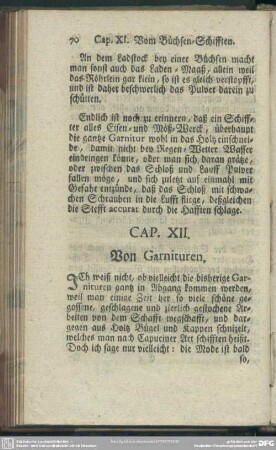 Cap. XII. Von Garnituren