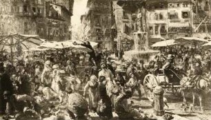 Der Markt von Verona : Der Markt von Verona. Ölgemälde; 0,73 x 1,27 m (1884; A. von Menzel). Dresden: Galerie Neue Meister