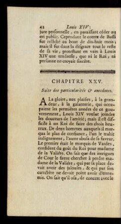 Chapitre XXV. Suite des particularités & anecdotes