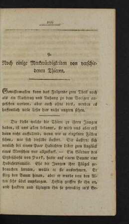9. Noch einige Merkwürdigkeiten von verschiedenen Thieren.