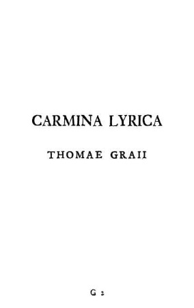 Carmima Lyrica Thomae Graii